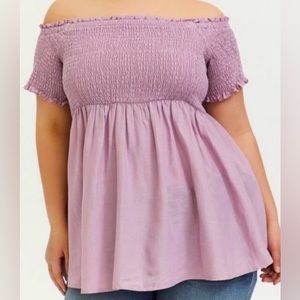 Torrid Light purple Size 1 off the shoulder blouse.